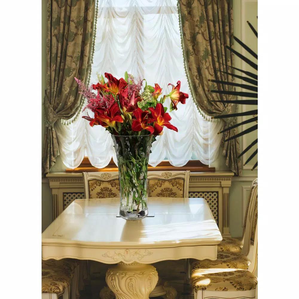 Lorren Home Trends Laurus Crystal Collection 11.5 in. Cut Crystal Flower Vase, Made in Italy