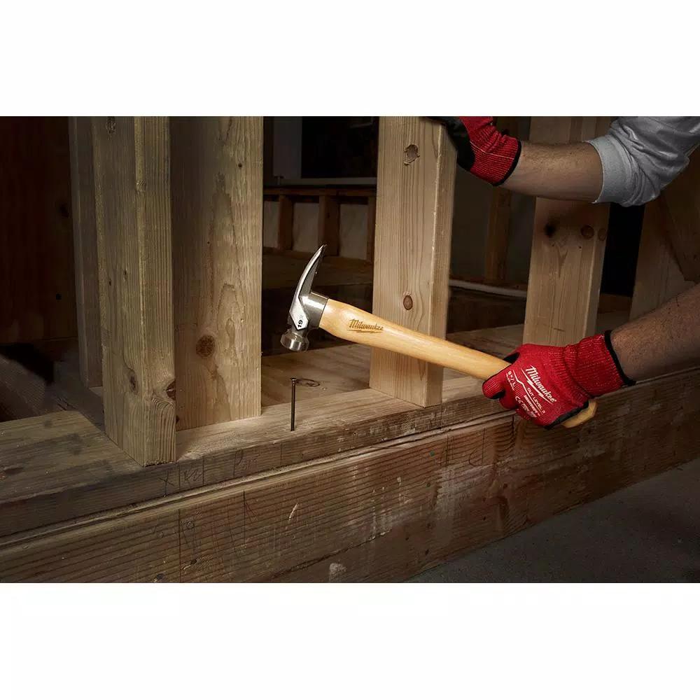 Milwaukee 19 oz. Smooth Face Hickory Wood Framing Hammer with Magnetic Nail Set