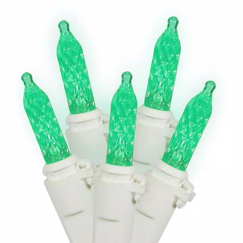 Vickerman M5 Mini LED Christmas Lights, Green Bulbs with White Wire, 70 Count, 35 ft. String