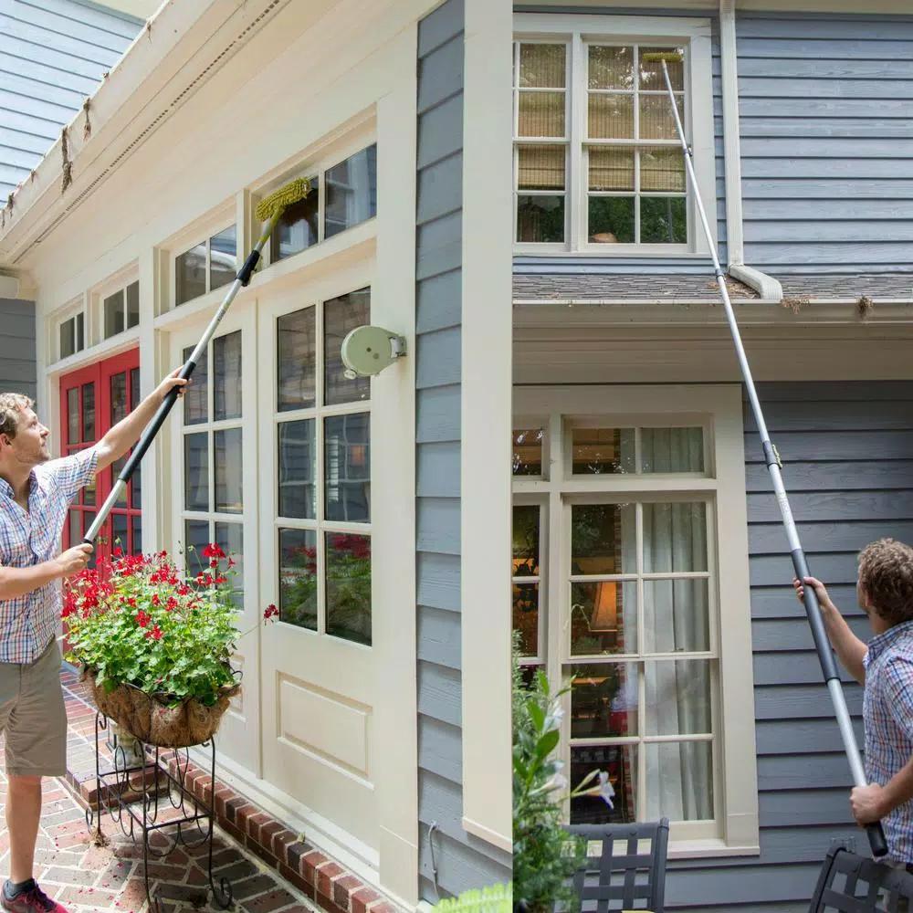 DocaPole 24 ft. Telescopic Window Cleaning Kit with Squeegee and Microfiber Scrubber
