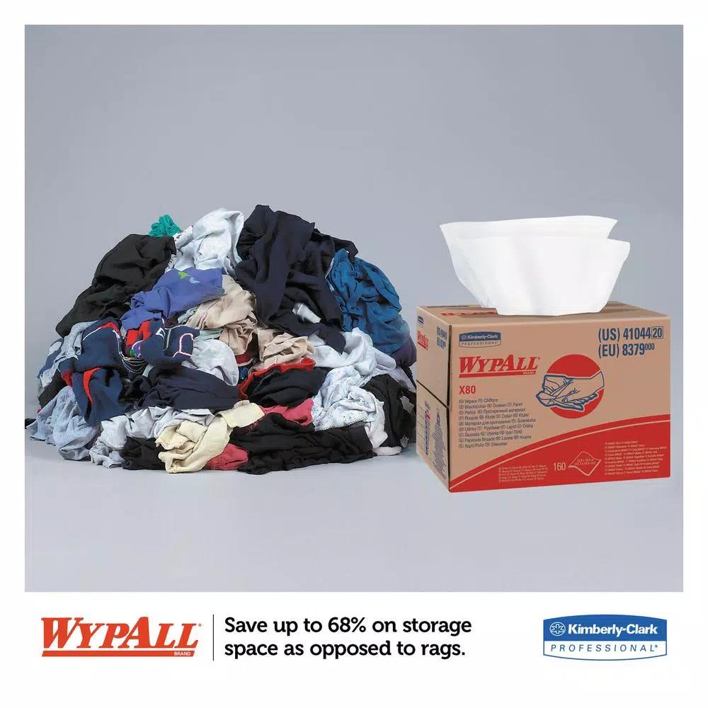 WYPAll X80 HydroKnit Wipers, White, 12.5 x 16.8 in, 160 Per Box