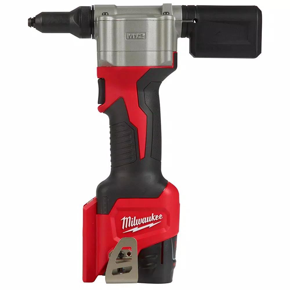 Milwaukee M12 12V Lithium-Ion Cordless Rivet Tool Kit with 3/8 in. Ratchet