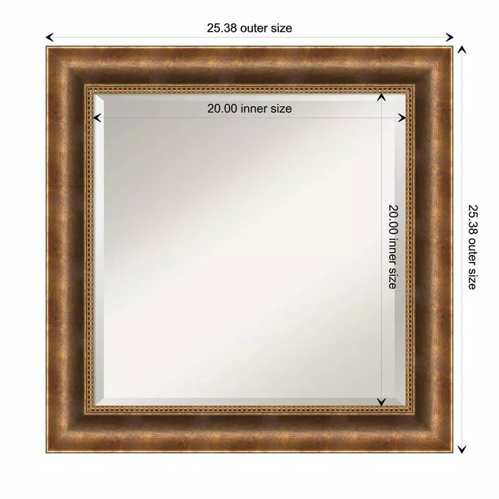 Amanti Art Manhattan Bronze 25.38 in. x 25.38 in. Square Wood Framed Bathroom Vanity Mirror