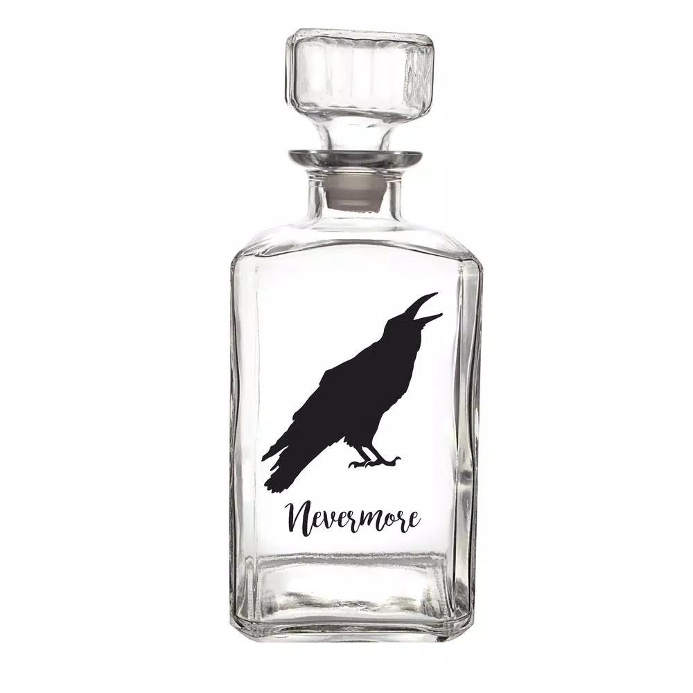 Cathy's Concepts Halloween Raven 34 oz. Glass Decanter with Square Topper, 9 in. H