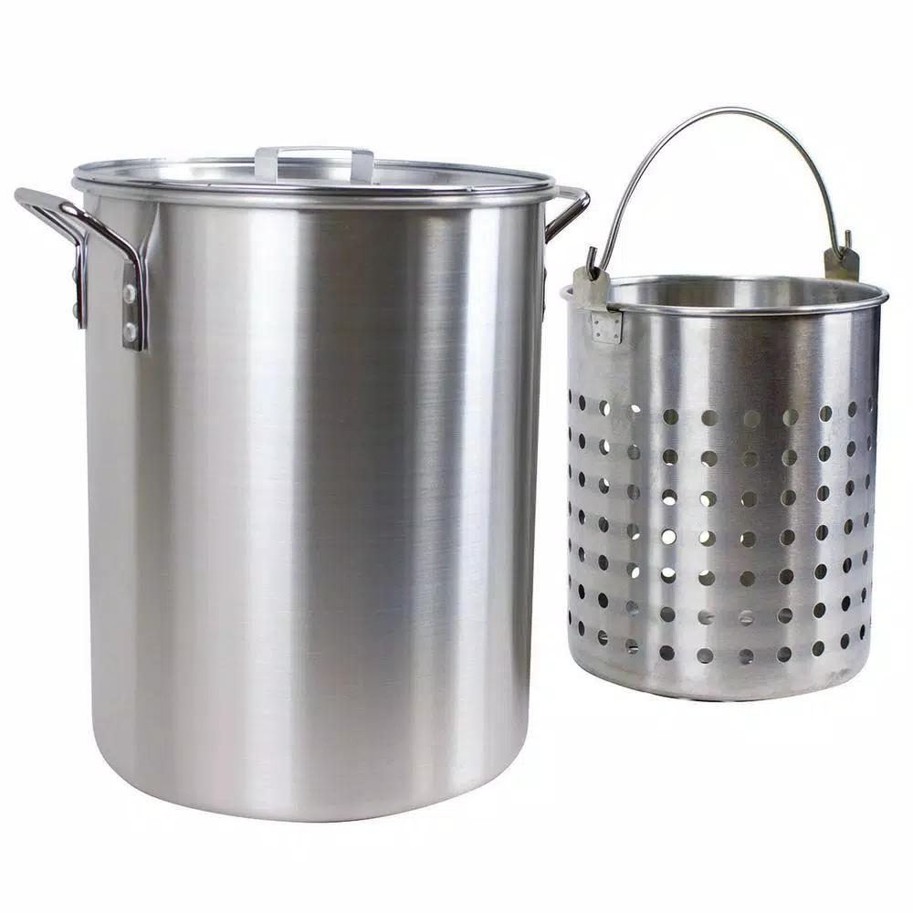 Chard 30 Qt. Aluminum Stock Pot with Strainer Basket and Vented Cover