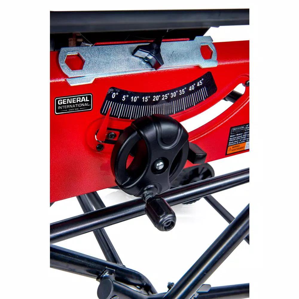 General International 10 in. 15 Amp Commercial Portable Table Saw with Extendable Stand