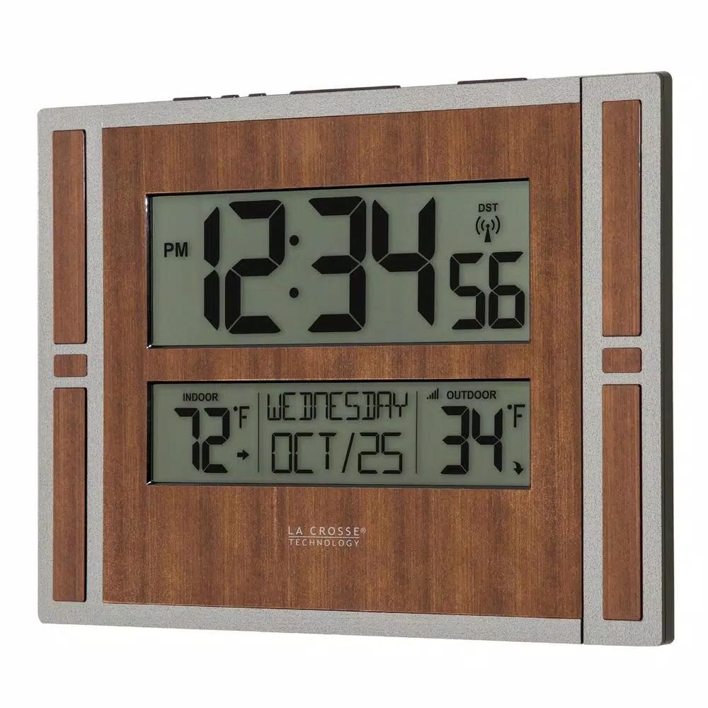 La Crosse Technology Atomic Digital Wall Clock with Wireless Outdoor Temperature Sensor and Daylight Saving Time