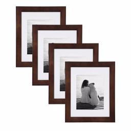 DesignOvation Museum Collection 11x14 Walnut Brown Picture Frame Set, Matted to 8x10, Pack of 4 thumbnail 1