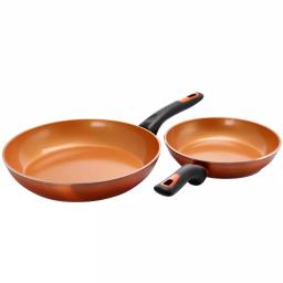 Gibson Home Hummington 2-Piece Aluminum Ceramic Nonstick Frying Pan Set, Metallic Copper thumbnail 5