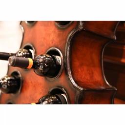 Vintiquewise Cherry Brown Wooden Violin Shaped Wine Rack - 10 Bottle Floor Standing Wine Holder thumbnail 3