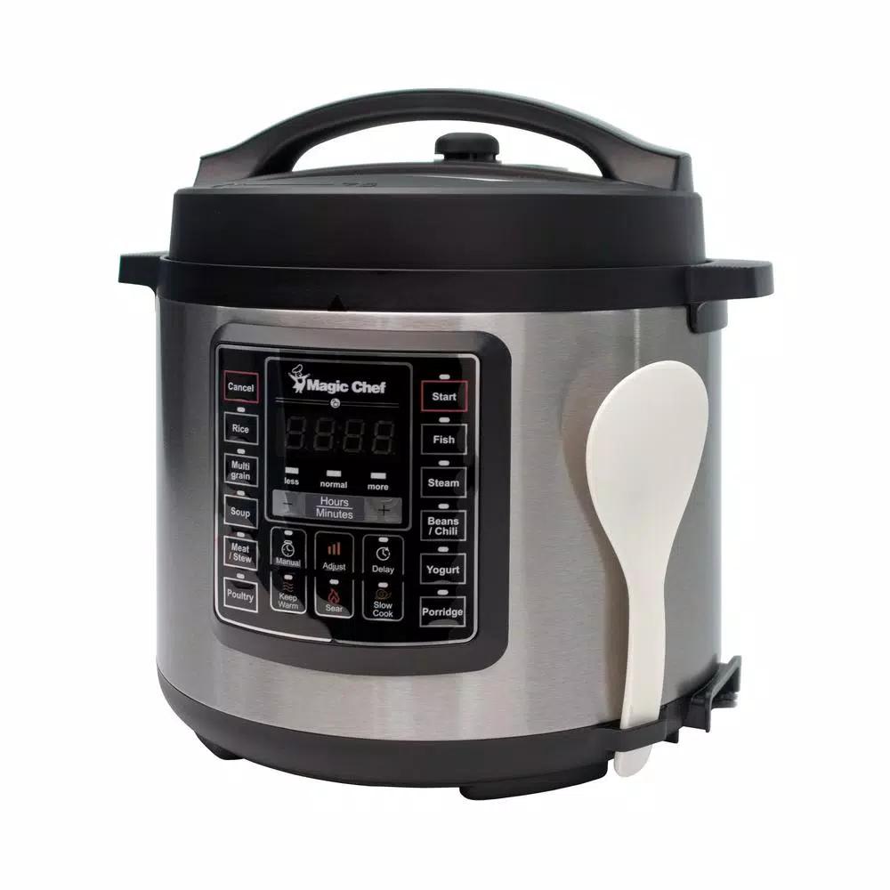 Magic Chef 6 Qt. Stainless Steel 7-in-1 Electric Multi-Cooker and Pressure Cooker