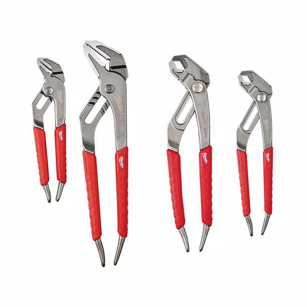 Milwaukee 4-Piece Pliers Set with Straight-Jaw and V-Jaw Designs