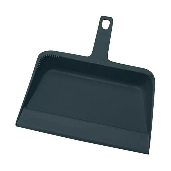 Genuine Joe Heavy-Duty Plastic Dust Pan with Molded Cleaning Ridges, Black