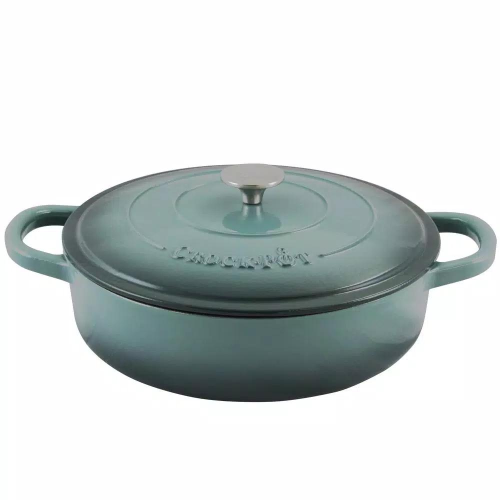 Crock-Pot Artisan 5 Qt. Enameled Cast Iron Round Braiser Pan with Self-Basting Lid