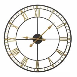 Stratton Home Decor Austin 31.5" Oversized Industrial Wall Clock - Black and Gold thumbnail 1
