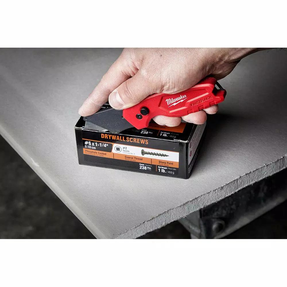 Milwaukee FASTBACK Compact Folding Utility Knife Set with 50-Pack General Purpose Blades