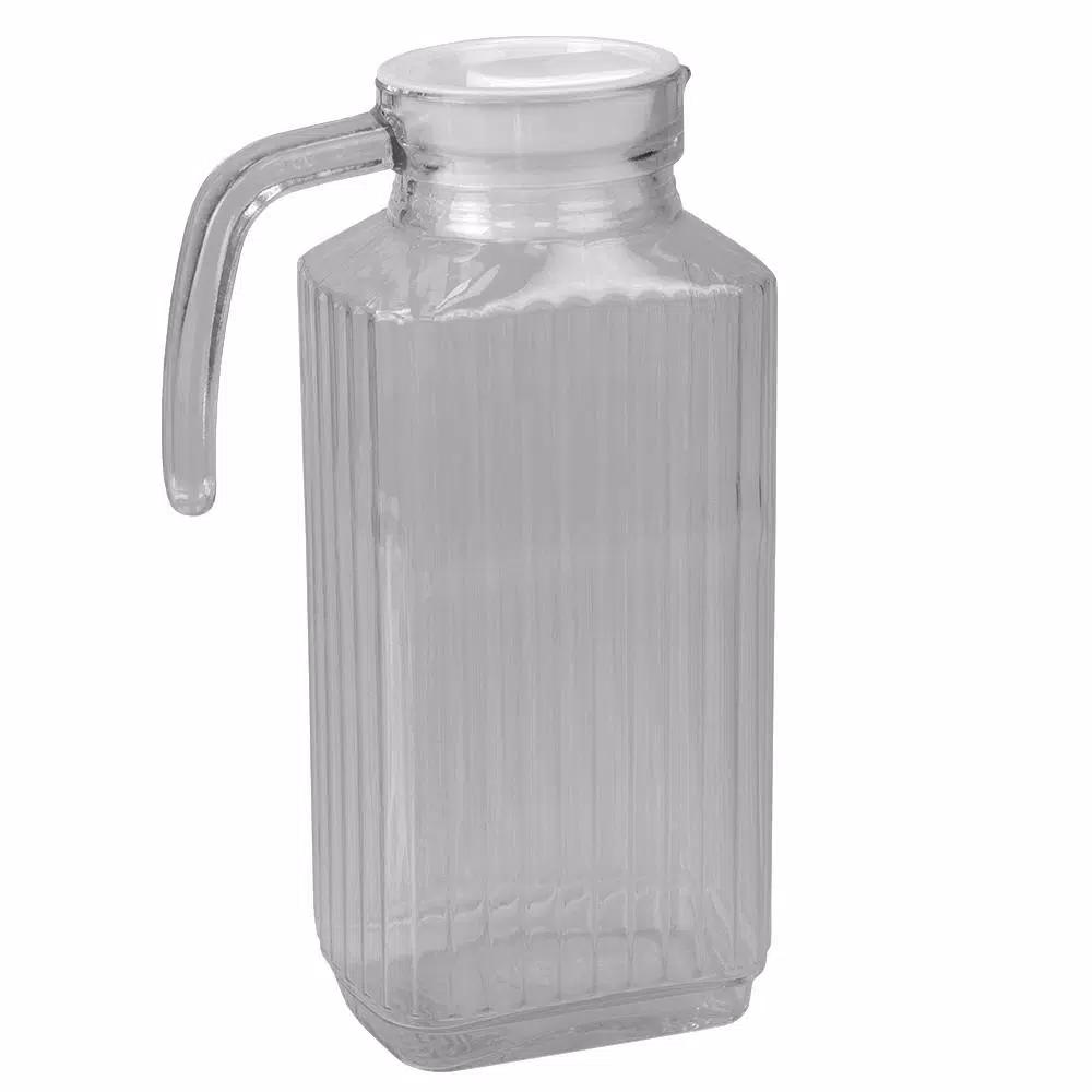 Unbranded Embellished 60.8 fl. oz. Clear Plastic Pitcher with No-Mess Pour Spout and Ergonomic Grip Handle