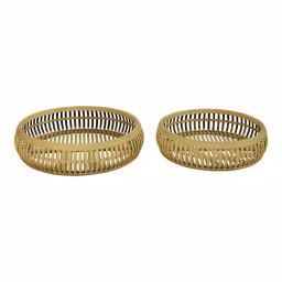Stratton Home Decor Rattan Trays, Set of 2, Brown Bamboo Decorative Serving Trays thumbnail 1