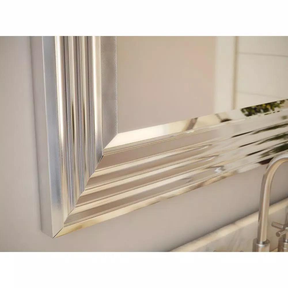 Kenroy Home Lyonesse 66 in. Oversized Chrome Composite Beveled Glass Floor Leaner Mirror with Hooks