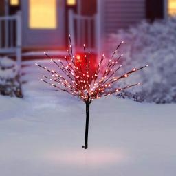 Alpine Corporation 39 in. Silver Metallic Foil Tree Yard Stake with 140 Red LED Lights thumbnail 2