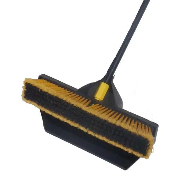 Brovel 18 in. 2-in-1 Push Broom and Dust Pan Set with Metal Handle