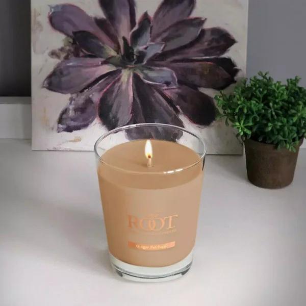 ROOT CANDLES A.I. Root Veriglass Ginger Patchouli Scented Soy and Beeswax Jar Candle