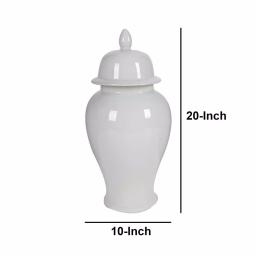 Benjara Large Decorative White Porcelain Ginger Jar with Lid thumbnail 5
