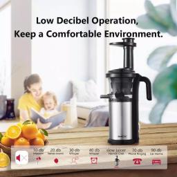 Boyel Living 200W Stainless Steel Slow Masticating Juicer, Quiet Cold Press Juicer with Reverse Function, Silver thumbnail 7