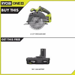 RYOBI 18V ONE+ 6-1/2 in. Cordless Circular Saw with 1.5 Ah Lithium-Ion Battery thumbnail 2