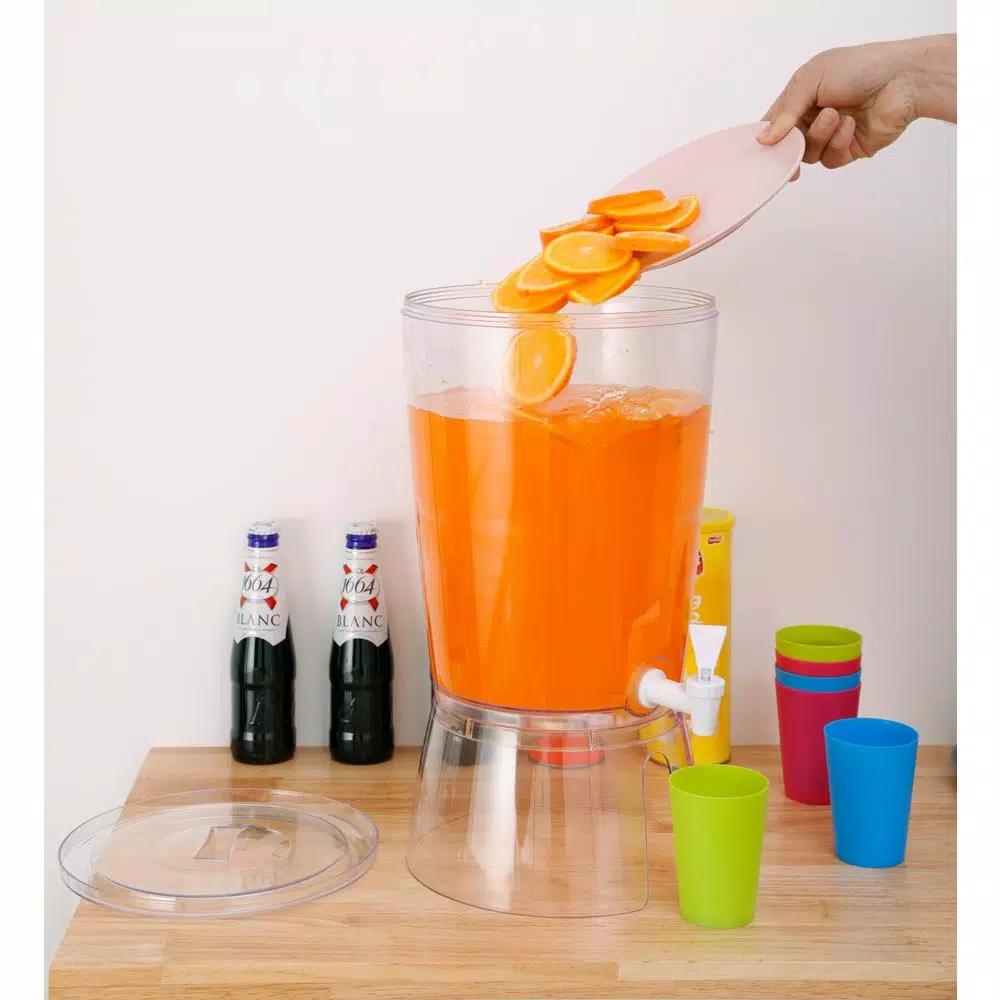 Basicwise 2.35 Gal. Stackable Round Juice and Water Beverage Dispenser with Stand