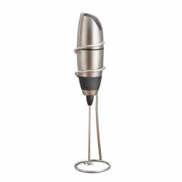 BonJour Black Stainless Steel Battery-Powered Milk Frother with Chrome Stand thumbnail 3