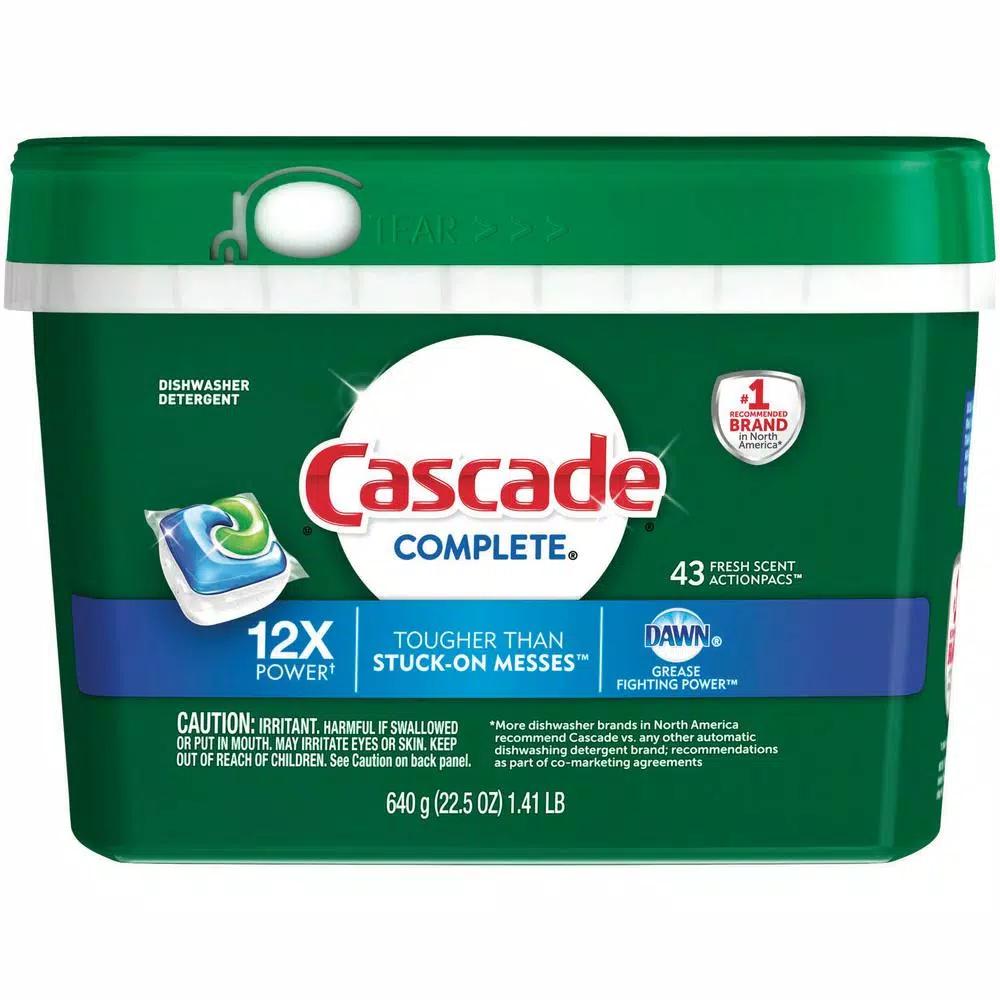 Cascade Complete ActionPacs Dishwasher Detergent with Dawn, Fresh Scent, 43-Count (6-Pack)