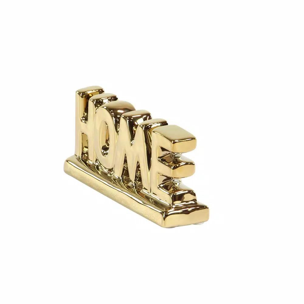 LITTON LANE Porcelain HOME Decorative Sign Set - Gold and Silver Accents