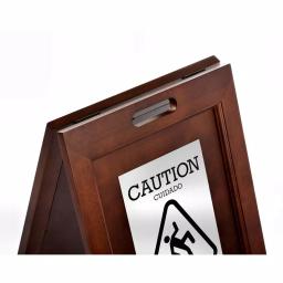 Alpine Industries 24 in. 2-Sided Bilingual Wet Floor Sign, Stainless Steel Plated Wood thumbnail 6