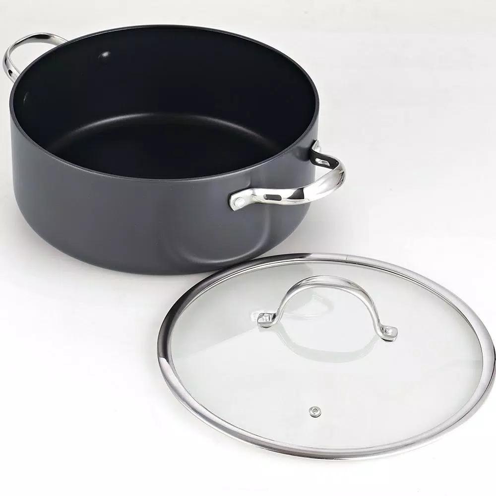 Cooks Standard 7 Qt. Hard-Anodized Aluminum Nonstick Casserole Dish with Glass Lid, Black