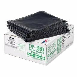 Plasticplace 55 Gallon Black Eco-Friendly Trash Bags, 1.7 Mil Thickness, 100 Count Case thumbnail 1