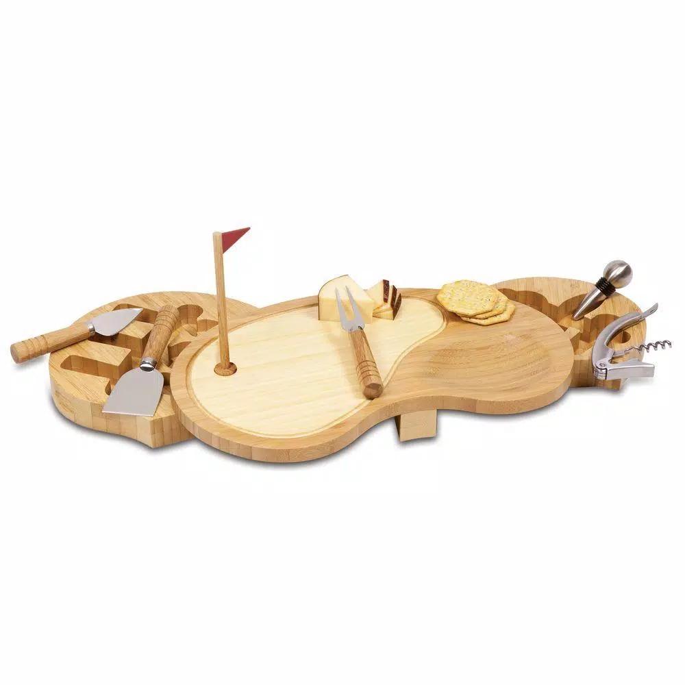 Legacy Picnic Time Sand Trap Bamboo Cheese Board and Tool Set with Putting Green Design