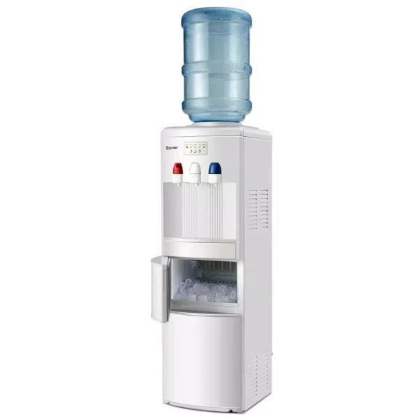 Costway Premium Top Loading Water Dispenser with Built-In Ice Maker, Hot & Cold Tri-Temp, White