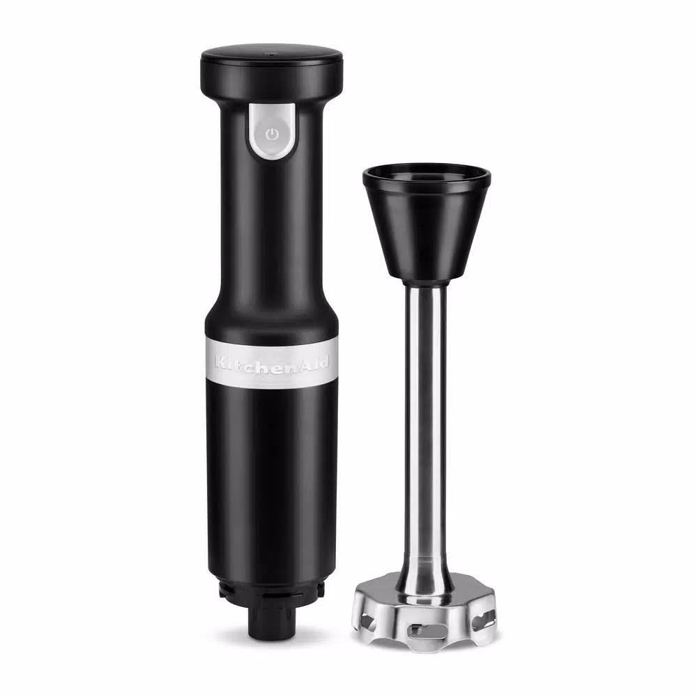 KitchenAid Cordless Variable Speed Hand Blender with Chopper and Whisk Attachments, Black Matte