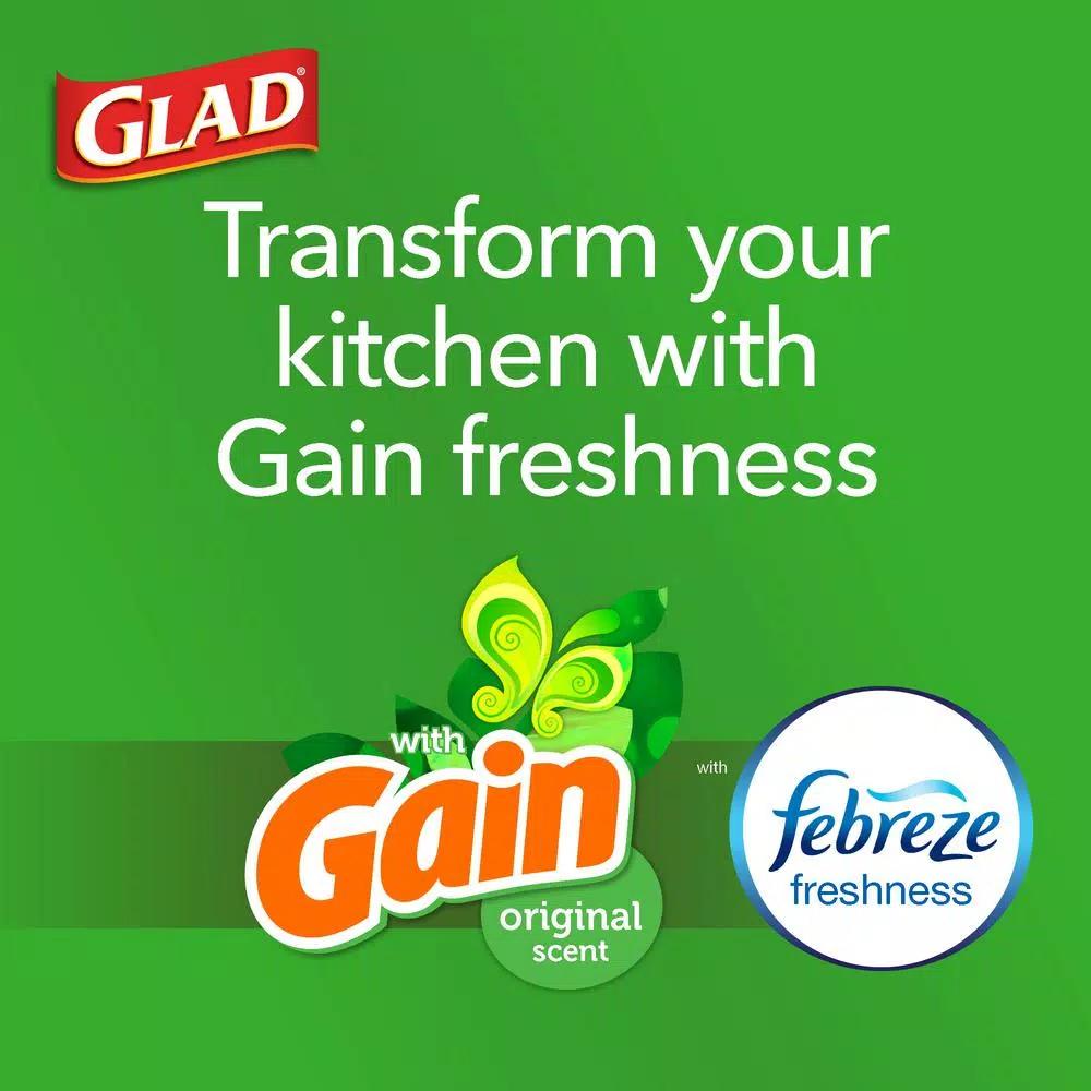 Glad ForceFlex 13 Gallon Tall Kitchen Drawstring Trash Bags with Febreze Gain Original Scent, 40 Count