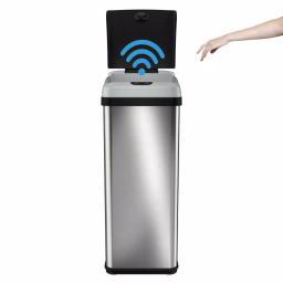 Halo 13 Gallon Platinum Extra-Wide Stainless Steel Automatic Sensor Trash Can thumbnail 3
