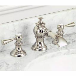 Water Creations Modern Classic 8 in. Widespread Bathroom Faucet with Pop Up Drain, Polished Nickel thumbnail 2