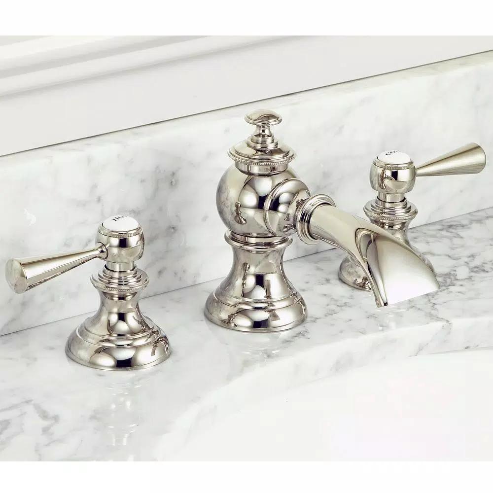 Water Creations Modern Classic 8 in. Widespread Bathroom Faucet with Pop Up Drain, Polished Nickel