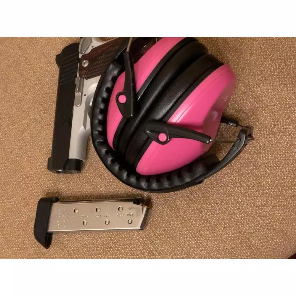 G & F Products Pink Passive Folding Slim Earmuffs for Kids and Women - 26 NRR Hearing Protection
