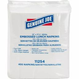 Genuine Joe White Embossed 1-Ply Lunch Napkins, 400 Count thumbnail 2