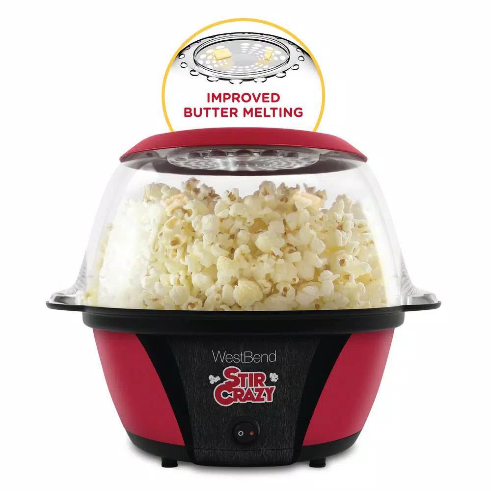 West Bend Stir Crazy Electric Hot Oil Popcorn Popper Machine, 6 oz. Capacity, Red