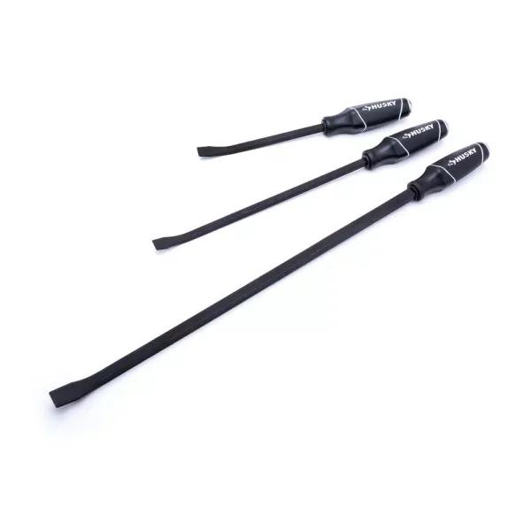 Husky 3-Piece Pry Bar Set, 12 in., 17 in., and 25 in. with Ergonomic Acetate Handles