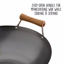 Honey-Can-Do Joyce Chen 14 in. Carbon Steel Wok with Removable Birchwood Handle thumbnail 6