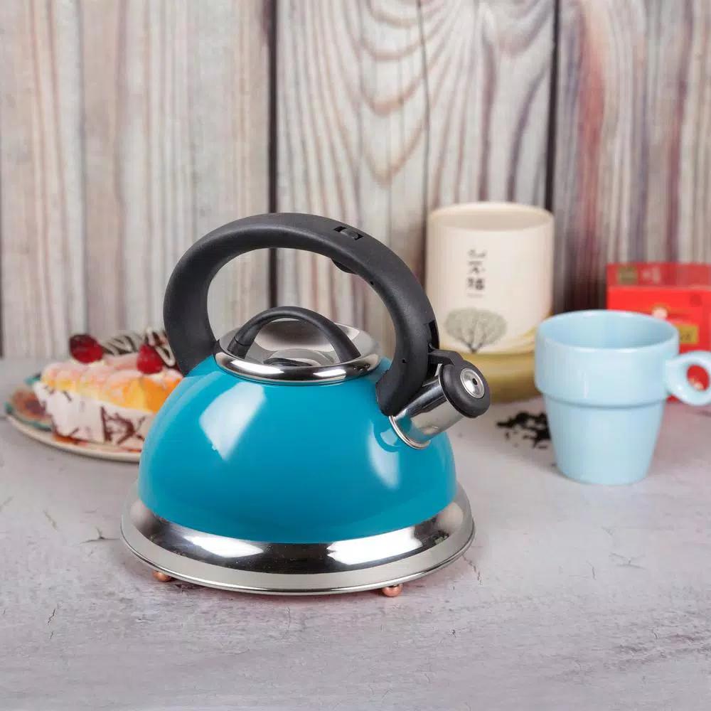 Creative Home Alexa 3.0 Qt. Stainless Steel Whistling Tea Kettle, Aqua Blue