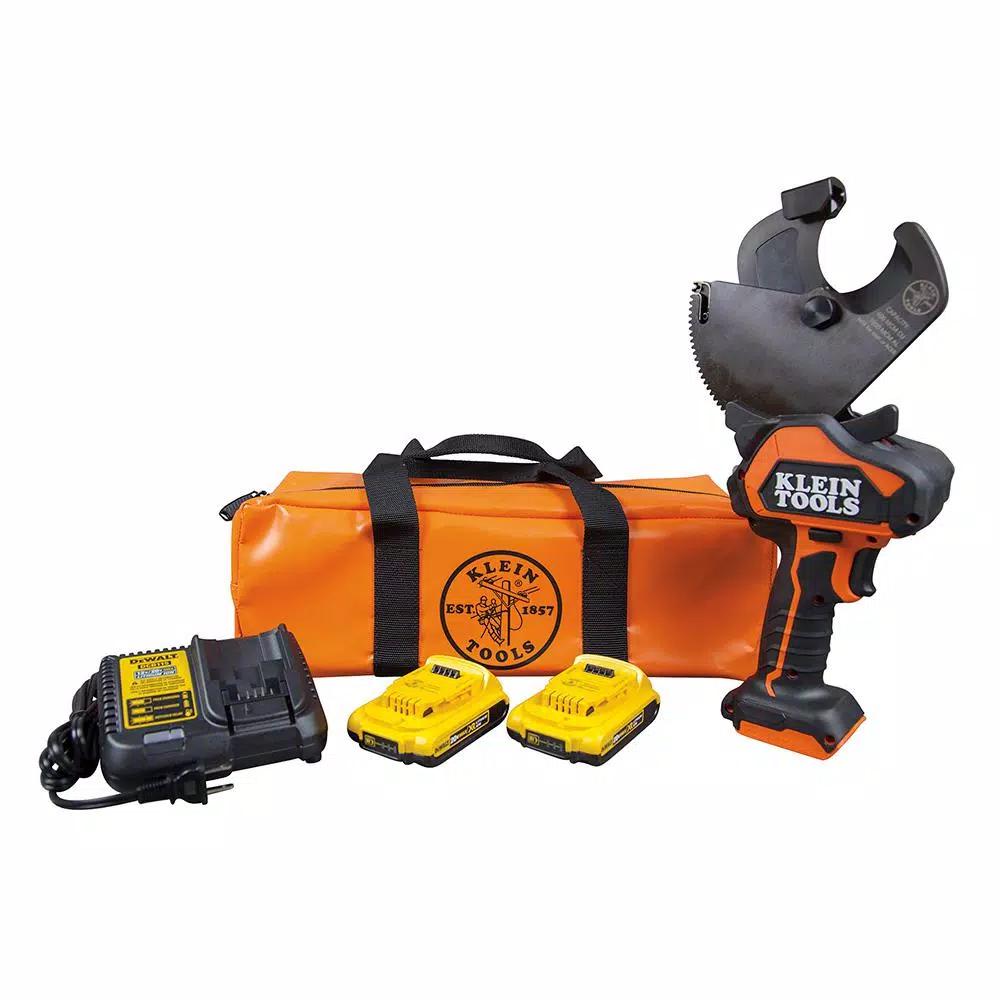 Klein Tools Battery-Operated Open-Jaw Cable Cutter Kit with 20V Dewalt Batteries & Charger